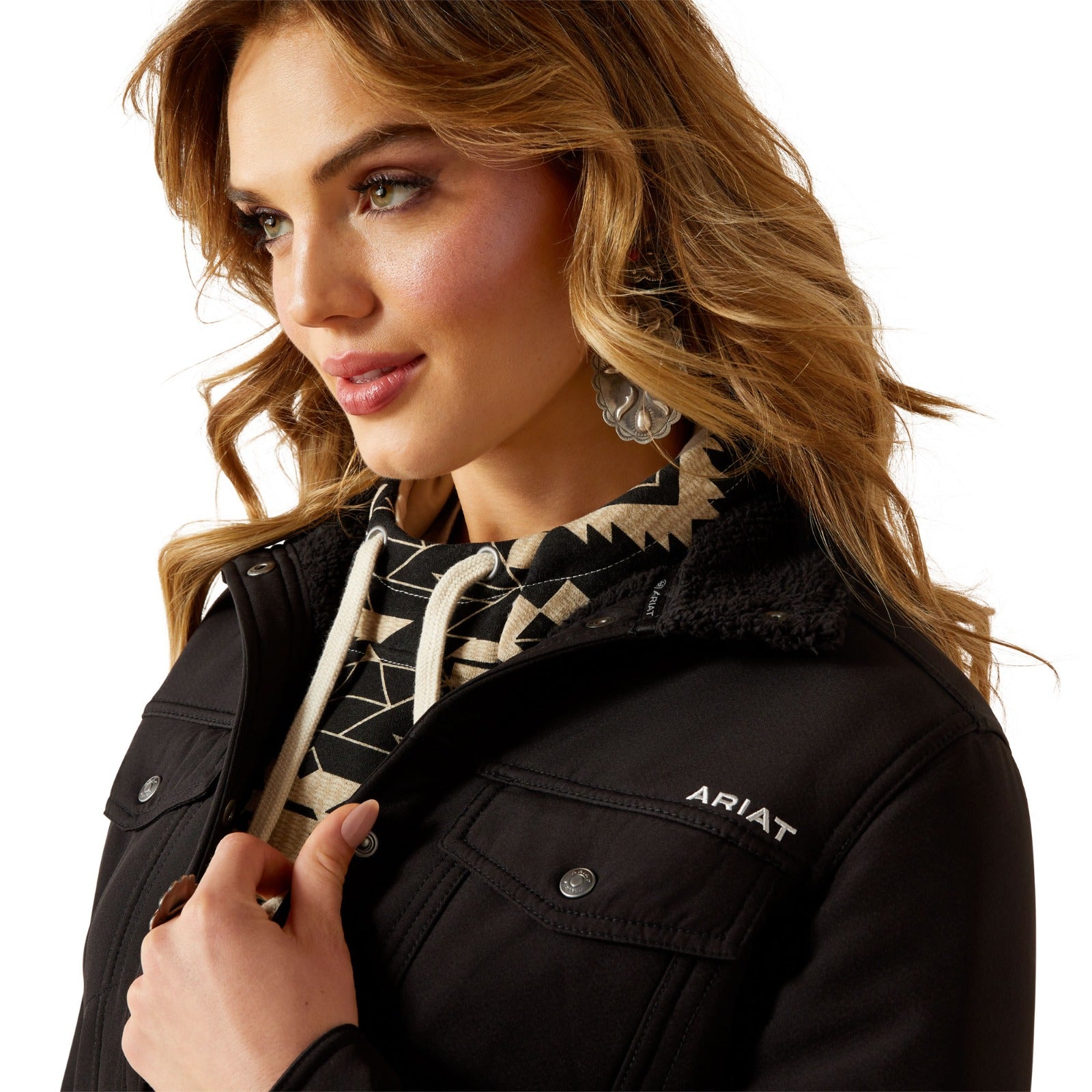 CHAMARRA ARIAT SOFTSHELL BERBER BACK NEGRO DE MUJER
