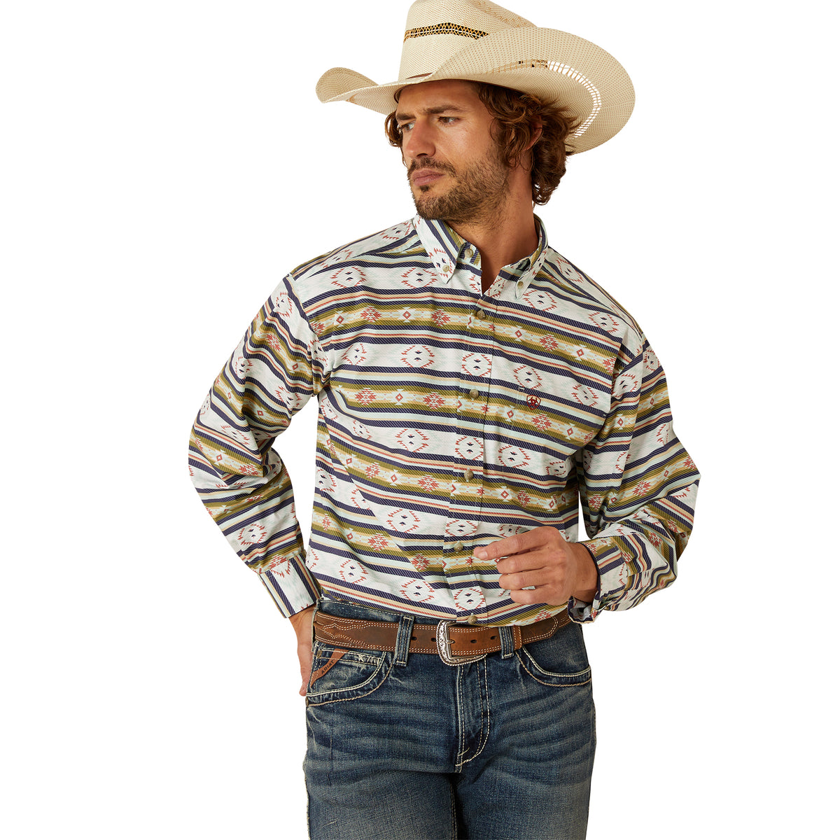 CAMISA ARIAT CALDER LS SHRT NAVY