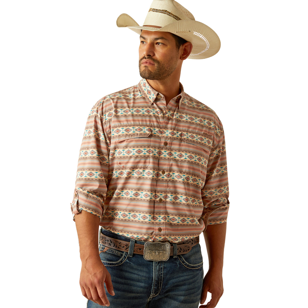 CAMISA ARIAT VENTTEK OUTBOUND LS SHRT BAKED CLAY
