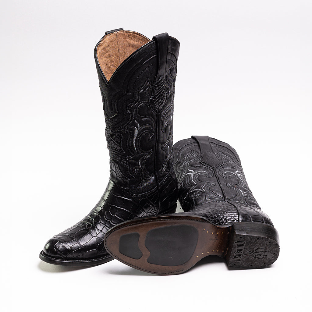 BOTA GOLDRUSH COCODRILO NEGRO HORMA VAQUERA
