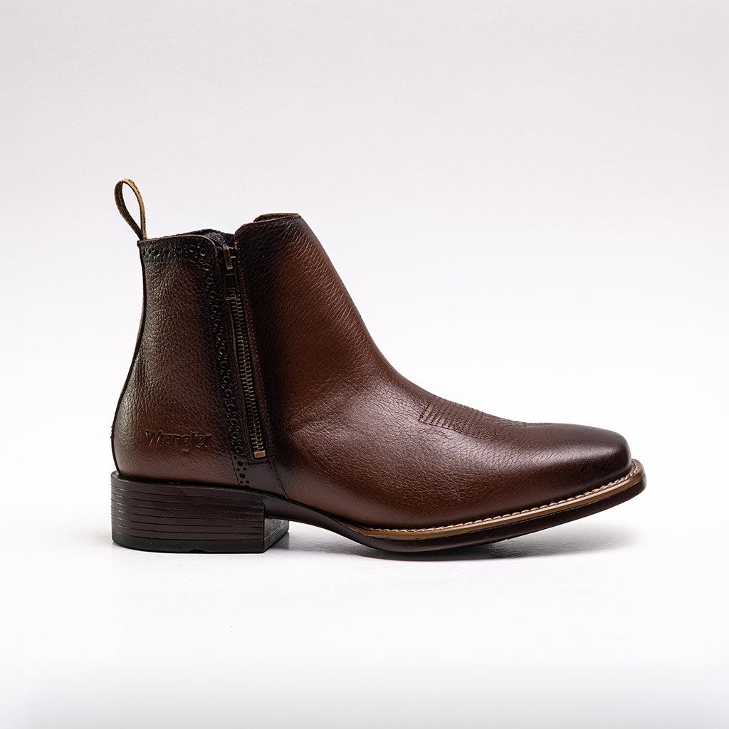 BOTIN WRANGLER COLOR CAFE PUNTA CUADRADA CON CIERRE 1417
