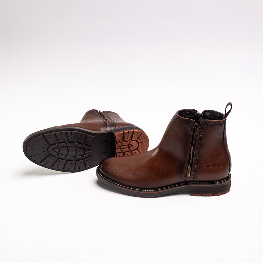 BOTIN WRANGLER COLOR CAFE DOBLE CIERRE PUNTA REDONDA 1415
