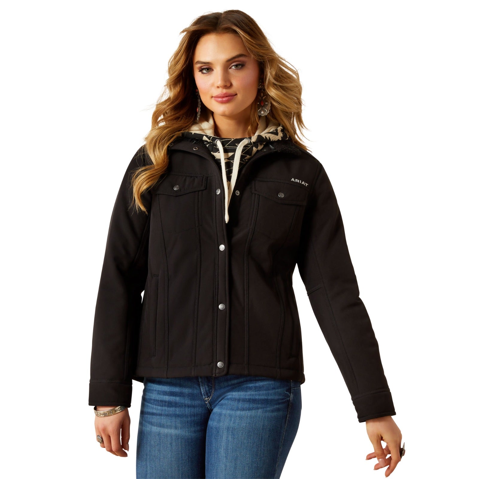 CHAMARRA ARIAT SOFTSHELL BERBER BACK NEGRO DE MUJER